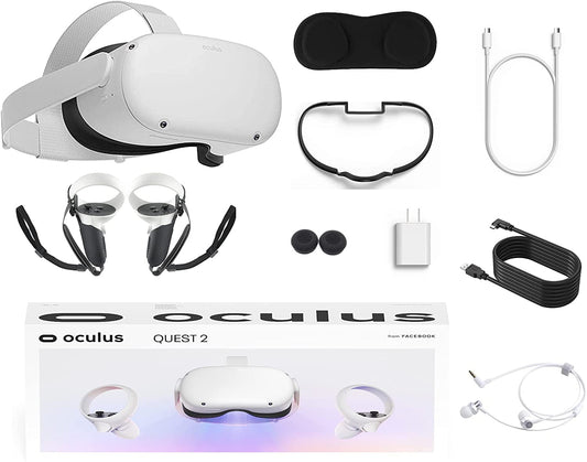 2022 Meta Quest 2 (Oculus) All-In-One VR Headset, Touch Controllers, 256GB SSD, 1832x1920 up to 90 Hz,3D Audio, Carrying Case, Earphone,10Ft Link Cable, Grip Cover,Knuckle & Hand Strap, Lens Cover